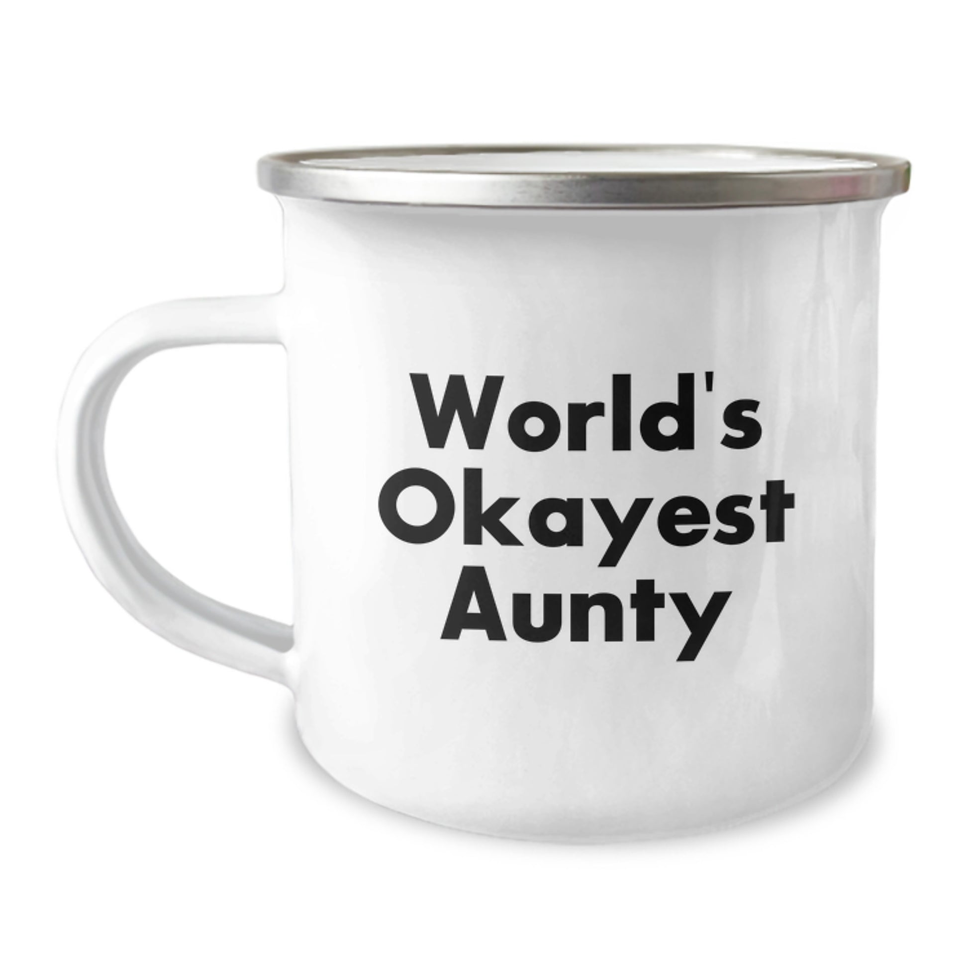 Funny Gifts from Aunty to Aunty, World's Okayest Aunty Camping Mug, Unique Christmas Unique Gifts - Image 1