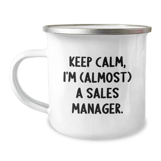 Funny Sales Manager Gifts from Friends - Keep Calm, I'm (almost) A Sales Manager. Christmas Unique Mugs for Sales Manager Men, Women, Coworkers, Family - Image 1