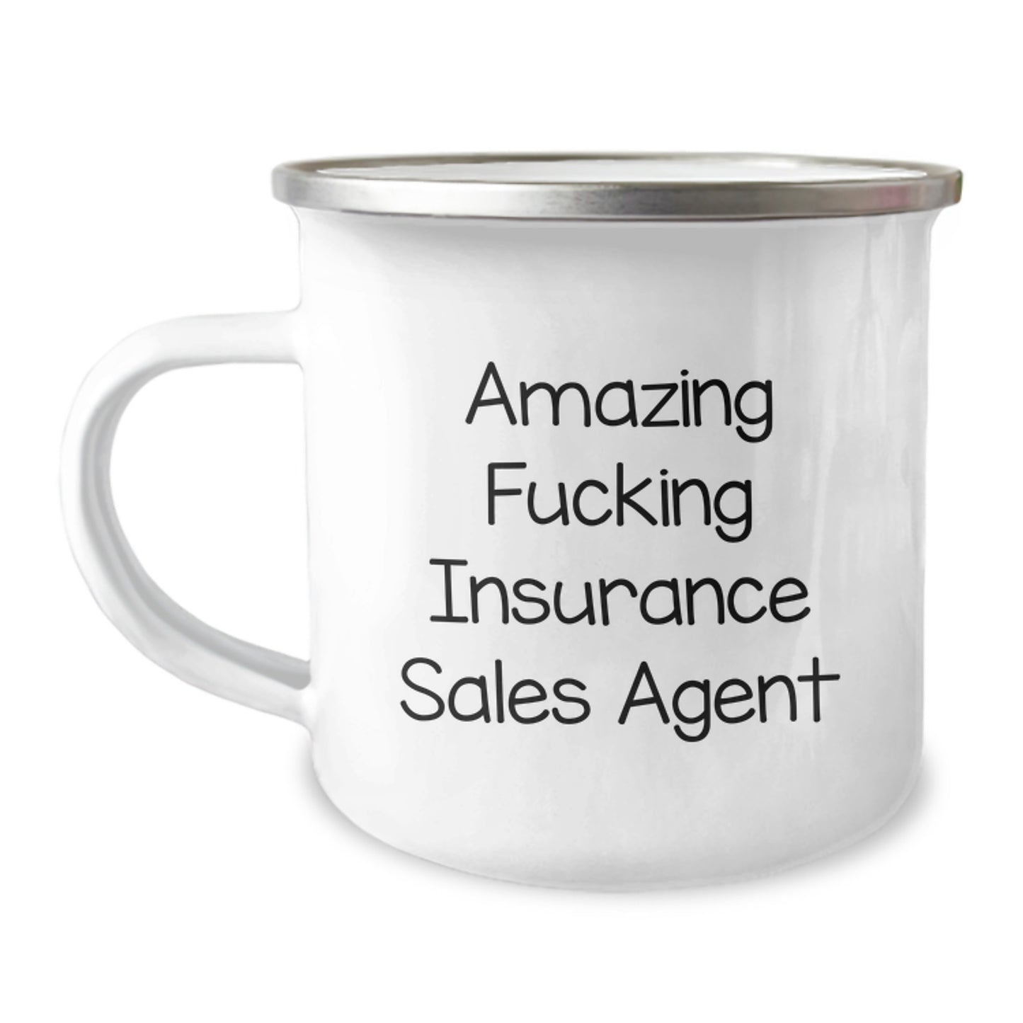 Funny Insurance Sales Agent Christmas Unique Gifts from Friends to Insurance Sales Agent - 'Amazing F--king Insurance Sales Agent' Camping Mug - Image 1