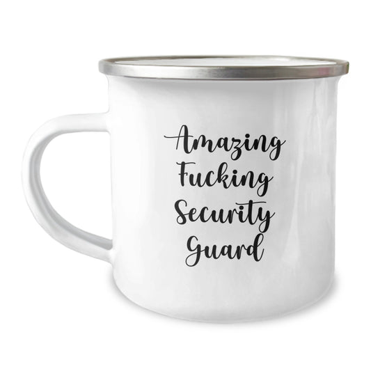 Funny Security Guard Gifts from Men for Christmas Unique Camping Mug with Amazing F--king Security Guard Quote - Image 1