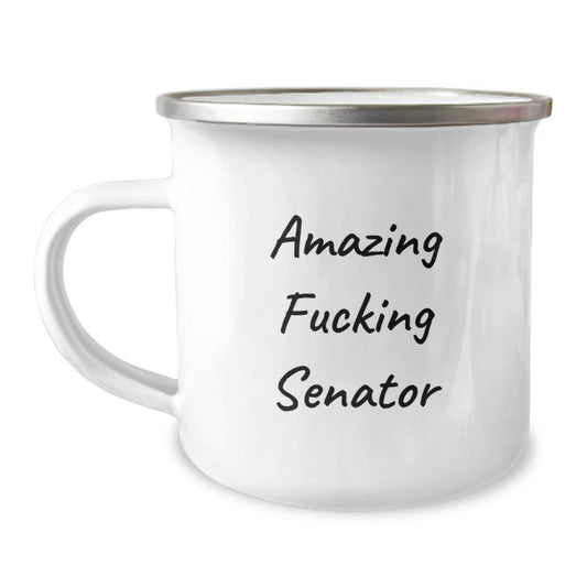 Funny Senator Gifts from Men, Unique Christmas Unique Gifts for Senator, Camping Mug with Amazing F--king Senator Quote - Image 1