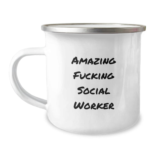 Funny Social Worker Gifts, Amazing Social Worker Mugs, Christmas Unique Gifts from Friends to Social Workers, 'Amazing F--king Social Worker' Quote - Image 1