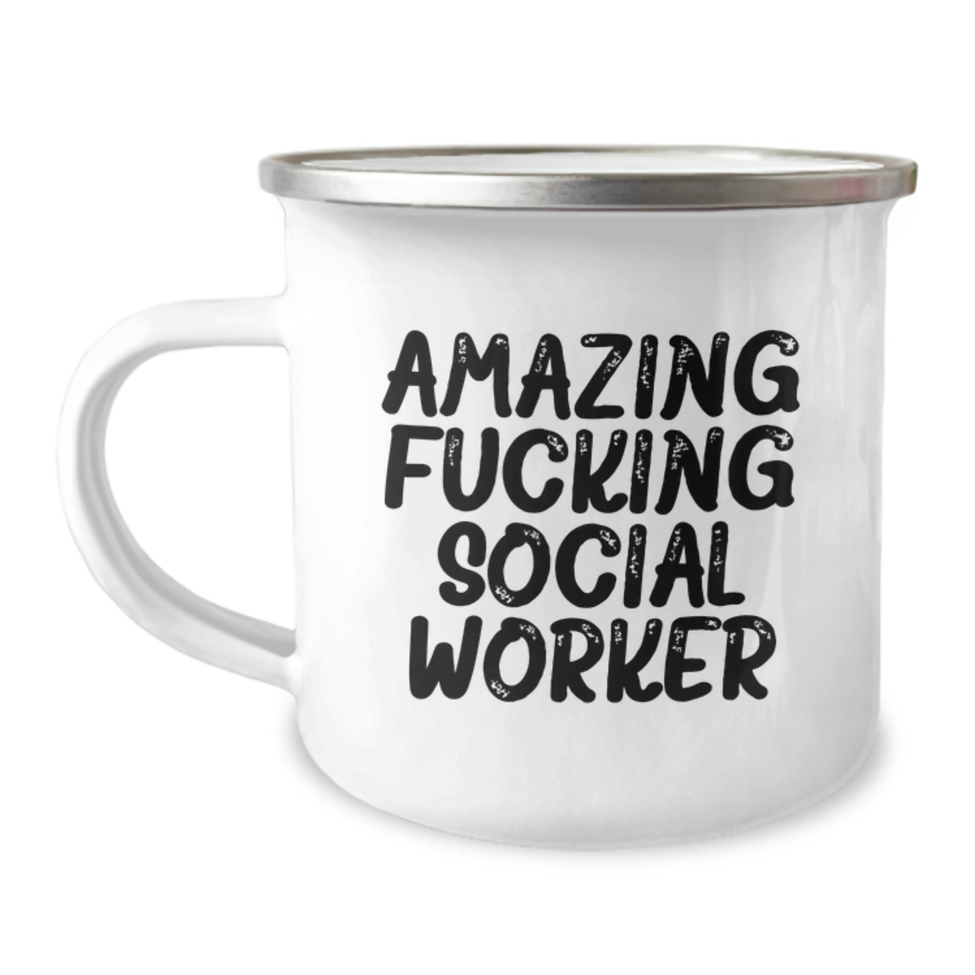 Funny Social Worker Gifts from Men to Social Worker Friends, Christmas Unique Camping Mug with 'Amazing F--king Social Worker' Quote, Perfect for Social Worker Coworkers - Image 1
