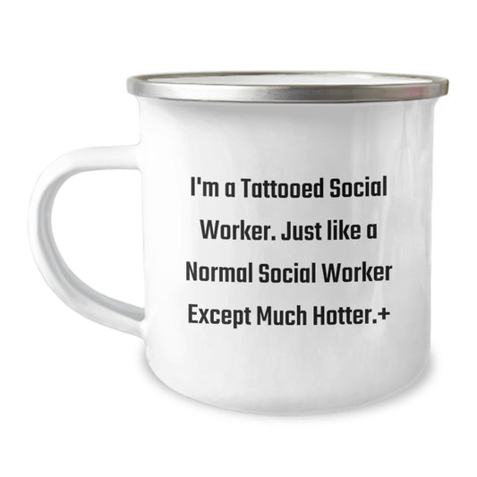 Funny Social Worker Camping Mug, Ideal Gifts from Friends for Men, Unique Christmas Unique Gifts for Social Worker, Camping Lovers Enjoy This Funny Quote Mug - Image 1