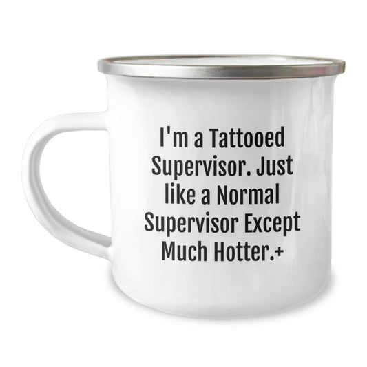 Funny Supervisor Gifts for Men, Christmas Unique Gifts from Coworkers, Camping Mug for Supervisor, 'I'm A Tattooed Supervisor' - Image 1