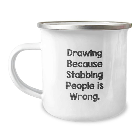 Funny Drawing Humor Gifts from Friends for Christmas Unique Presents - Camping Mug - Image 1