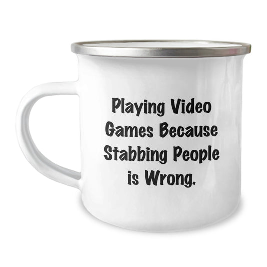 Funny Playing Video Games Camping Mug Gifts from Friends for Men - Image 1