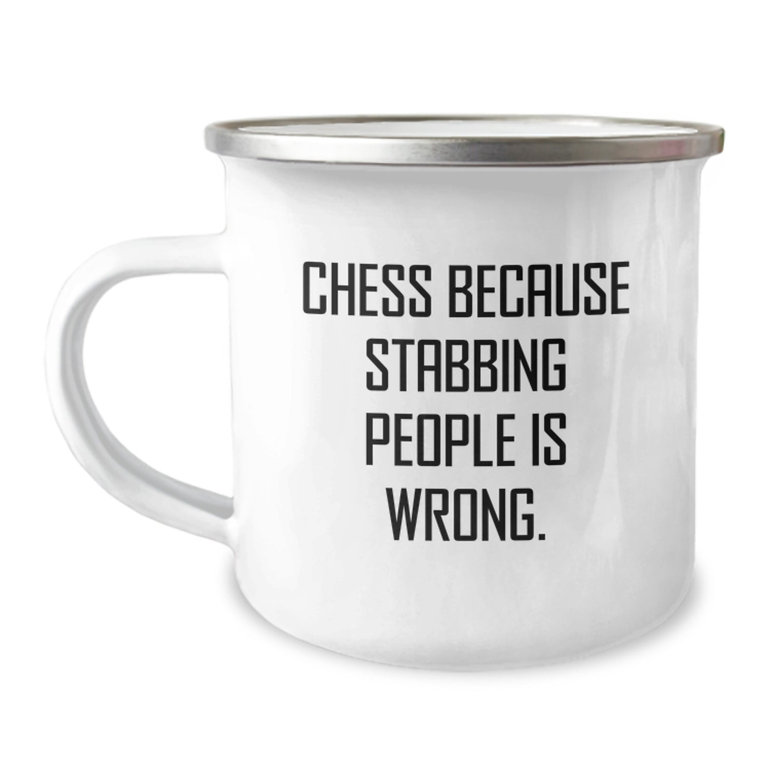Funny Chess Gifts for Men, Unique Camping Mug from Friends for Chess Enthusiasts - Stabbing People Is Wrong, Christmas Unique Gifts for Chess Players - Image 1