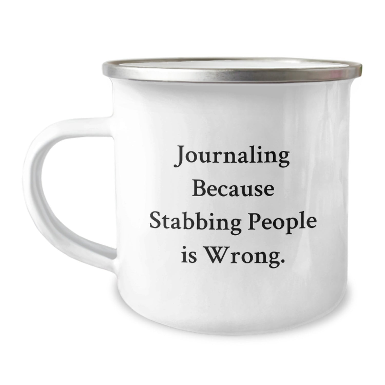 Funny Journaling Gifts for Men from Friends, Camping Mug for Journaling Because Stabbing People Is Wrong. Christmas Unique Gifts - Image 1