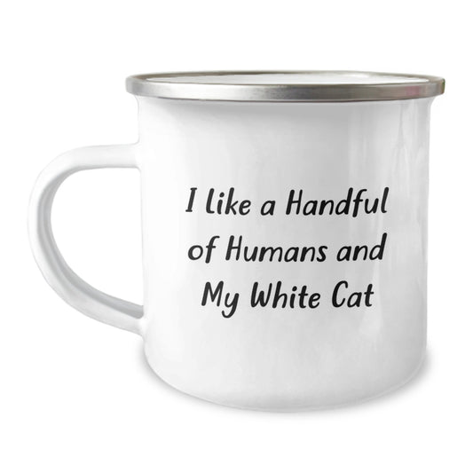 Funny White Cat Camping Mug Gifts from Friends and Family for White Cat Lovers at Christmas - Image 1