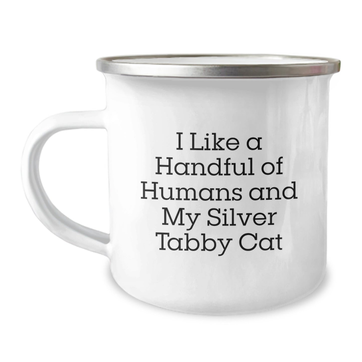Funny Silver Tabby Cat Camping Mug Gifts from Men to Family This Christmas Unique - Image 1