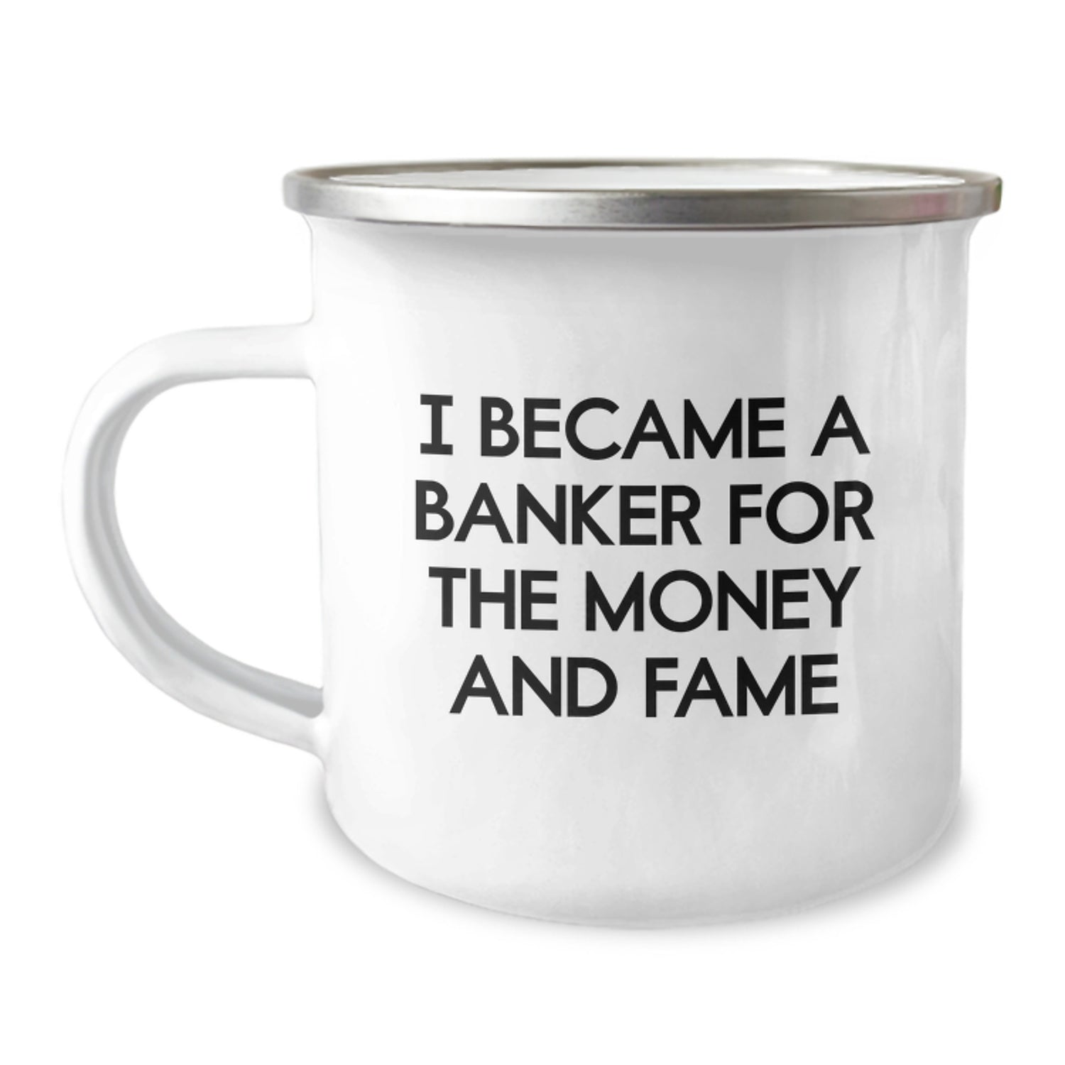 Funny Banker Gifts for Men, I Became A Banker For The Money And Fame - Unique Christmas Unique Gifts from Friends to Family, Stylish Camping Mug for Bankers and Outdoorsmen - Image 1