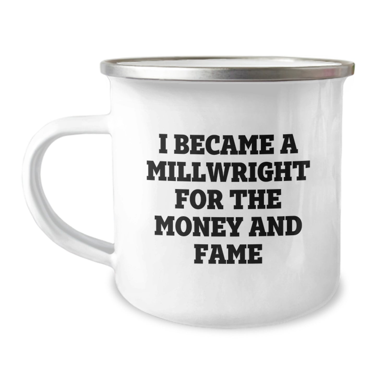 Funny Millwright Gifts from Men for Millwrights - Christmas Unique Gifts for Friends - Camping Mug with Quote I Became A Millwright For The Money And Fame - Image 1