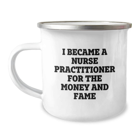 Funny Nurse Practitioner Camping Mug Gifts from Friends and Family for Christmas Unique Presents for Nurse Practitioner - Image 1