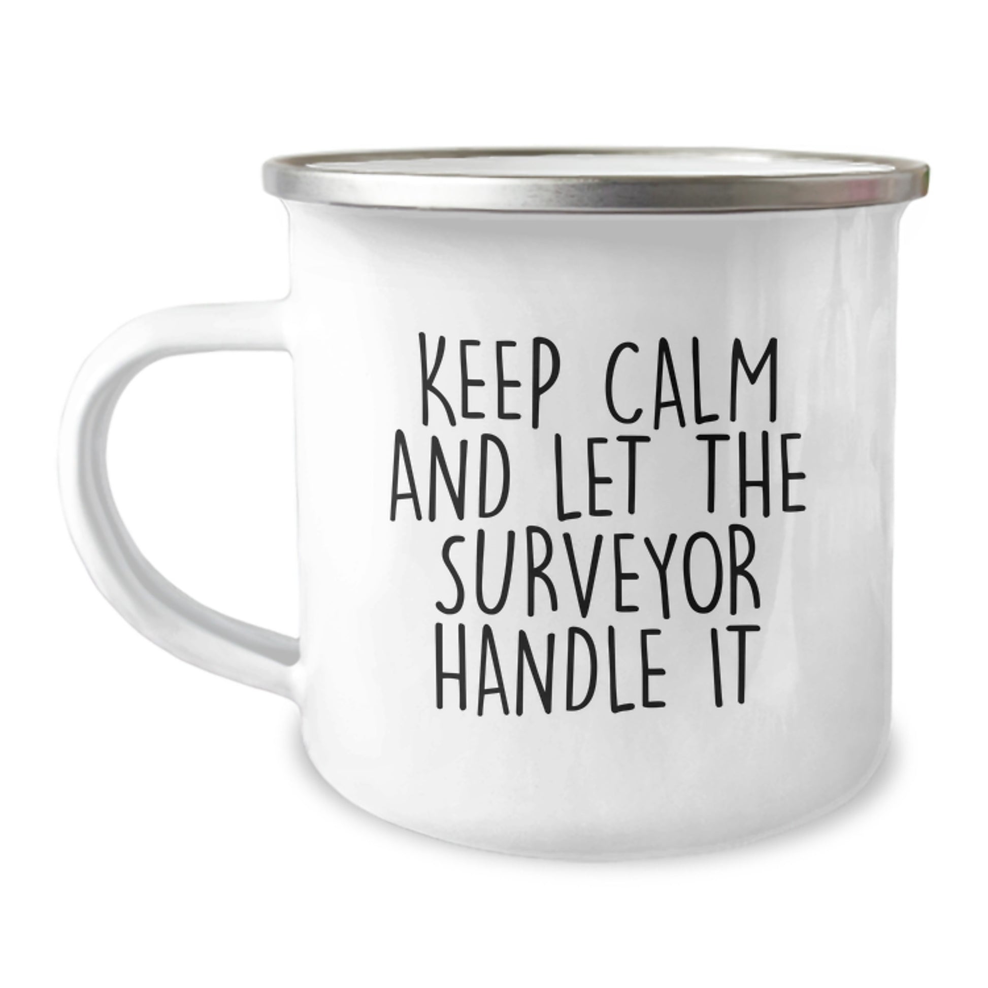 Funny Surveyor Gifts for Men, Funny Camping Mug with 'Keep Calm And Let The Surveyor Handle It' Motto, Perfect Christmas Unique Gift for Surveyor Friends and Family - Image 1