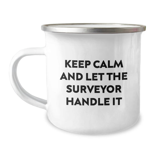 Funny Surveyor Gifts from Men for Surveyor Friends - Keep Calm And Let The Surveyor Handle It Christmas Unique Mug - Image 1