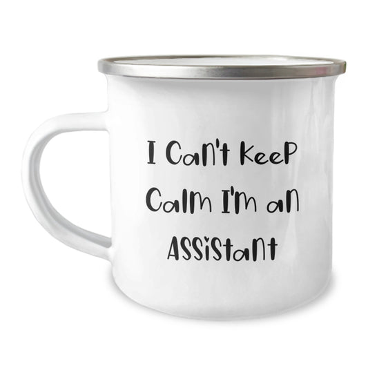 Funny I Can't Keep Calm I'm An Assistant Gifts from Friends and Family for Graduation Unique Assistant Camping Mugs, 12 oz Capacity, Stainless Steel with Enamel Finish - Image 1