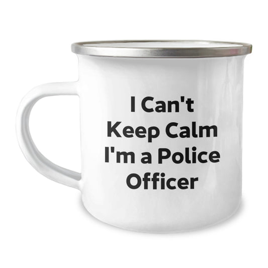 Funny Police Officer Gifts for Him, I Can't Keep Calm I'm A Police Officer Camping Mug, Unique Christmas Unique Gifts from Friends to Family - Image 1