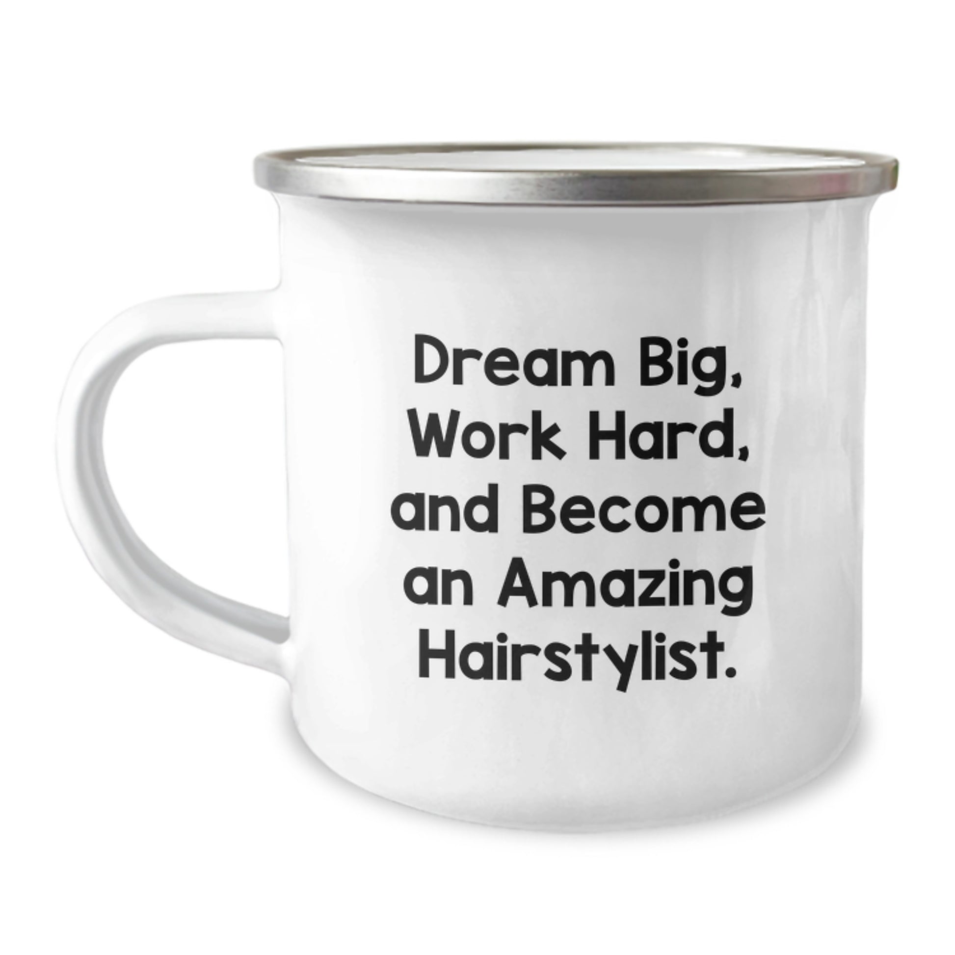 Hairstylist Gifts from Friends, Inspirational Camping Mugs for Hairstylist Graduation, 'Dream Big, Work Hard, And Become An Amazing Hairstylist.' - Image 1