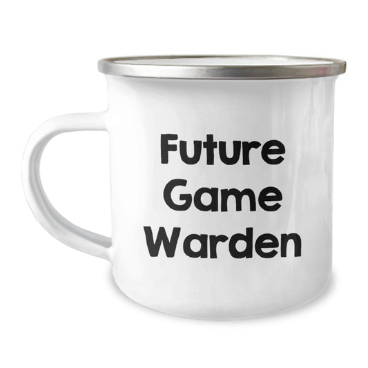 Funny Game Warden Gifts from Friends and Family, Future Game Warden Camping Mug Birthday Unique Gifts, 'You're Future Game Warden' Quote, 12 oz Stainless Steel Enamel Finish - Image 1