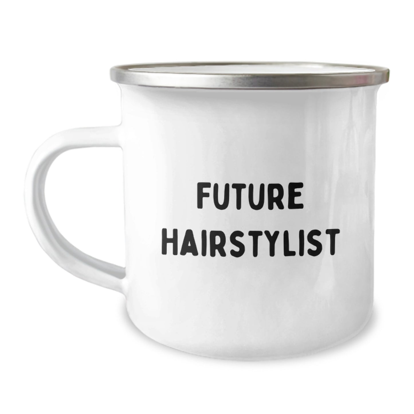 Hairstylist Gifts for Birthday, Funny Quote, 12 oz Stainless Steel Camping Mug, Gifts from Friends to Future Hairstylists - Image 1