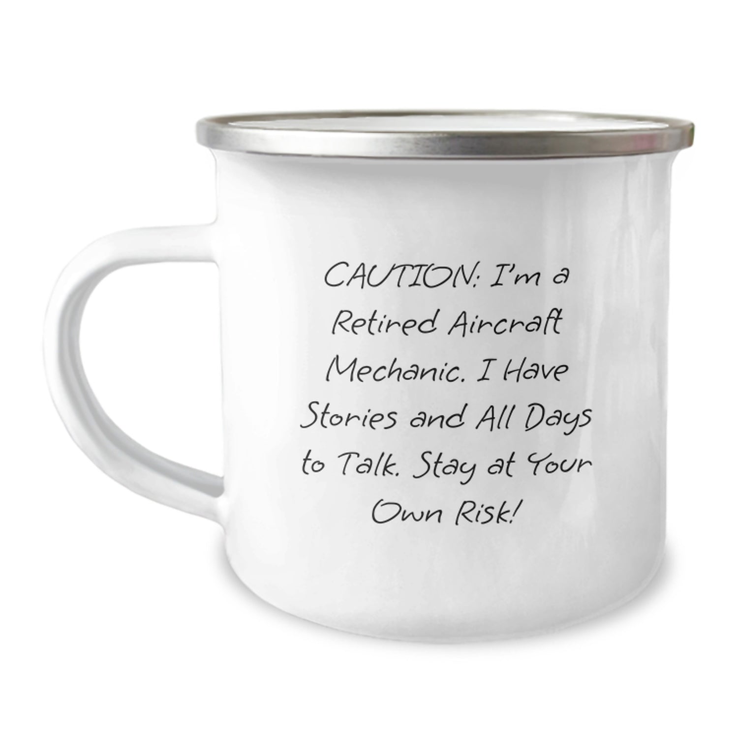 Funny Aircraft Mechanic Gifts from Friends for Men - 'Caution: I'm A Retired Aircraft Mechanic' Camping Mug for Christmas Unique Gifts - Image 1