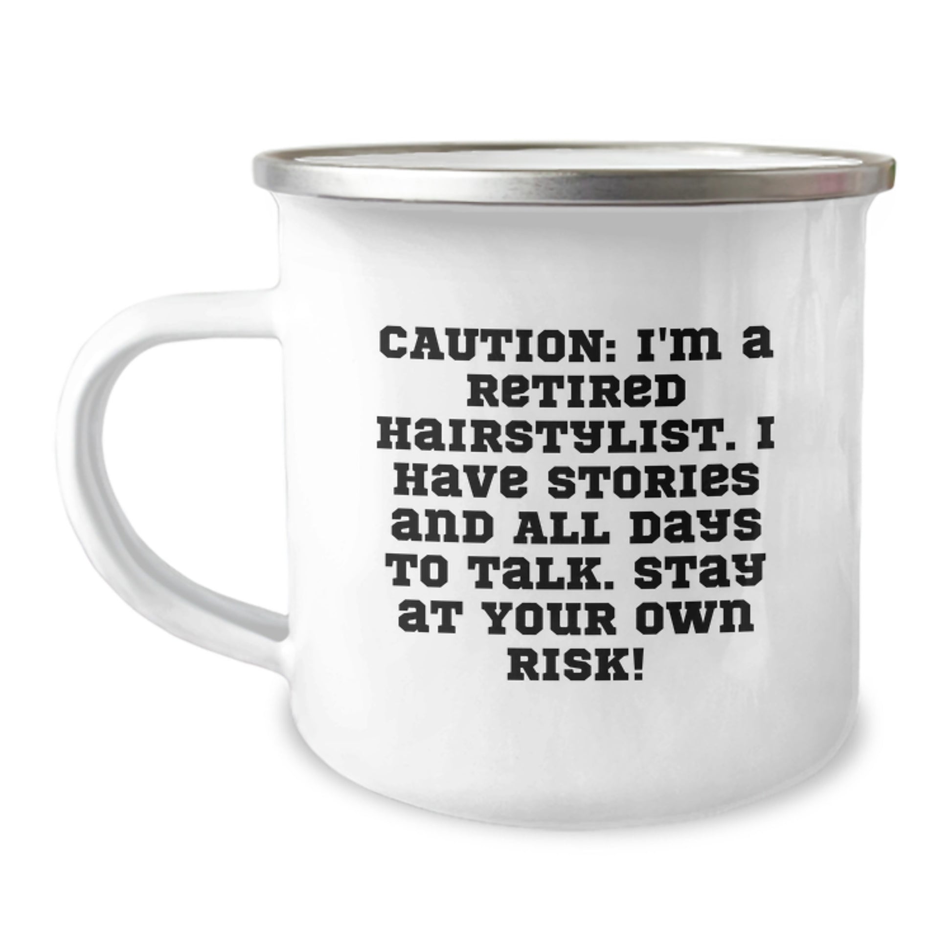 Funny Hairstylist Gifts from Friends for Hairstylist Graduation - Camping Mug with Quote - Gifts from Men to Hairstylist, Stay at Your Own Risk! - Image 1