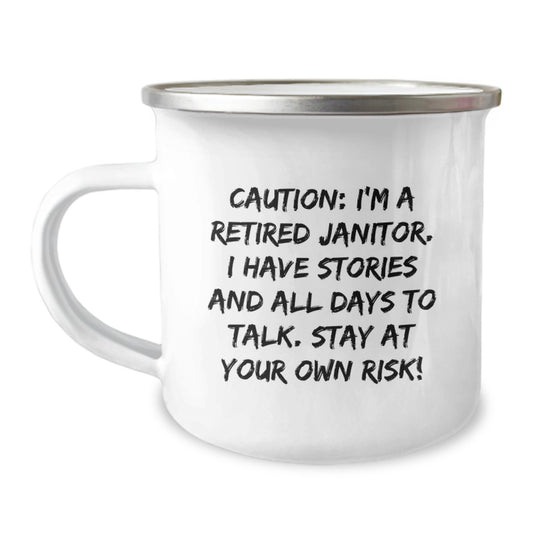 Funny Janitor Gifts for Men, 'I'm a Retired Janitor', Camping Mug for Christmas Unique Gifts from Friends - Image 1