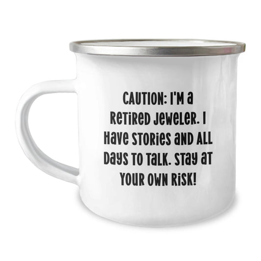 Funny Jeweler Gifts from Friends for Men - Camping Mug with Caution Quote - Perfect for Christmas Unique Gifts - Image 1