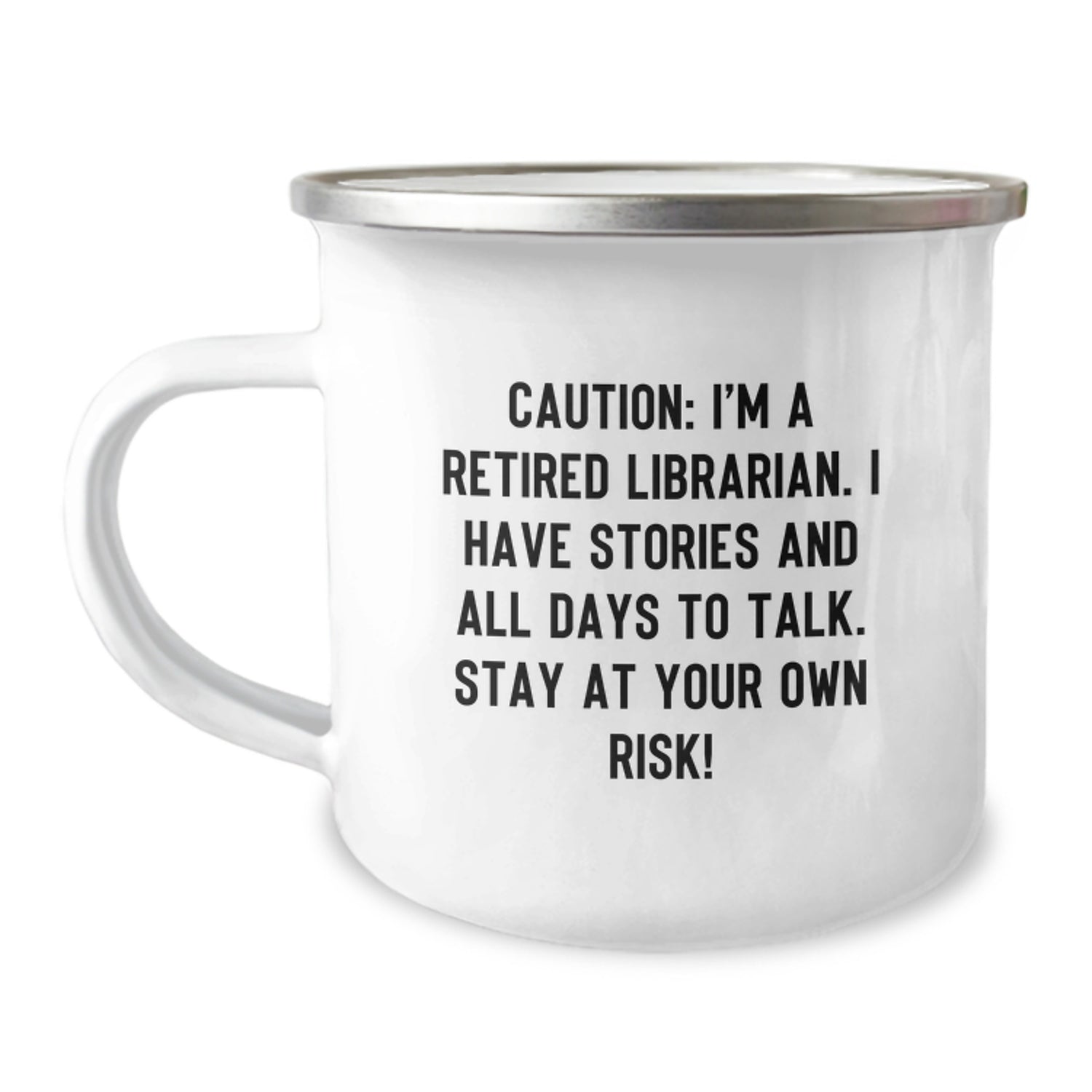 Funny Librarian Christmas Unique Gifts from Friends - I'm A Retired Librarian Camping Mug - Image 1