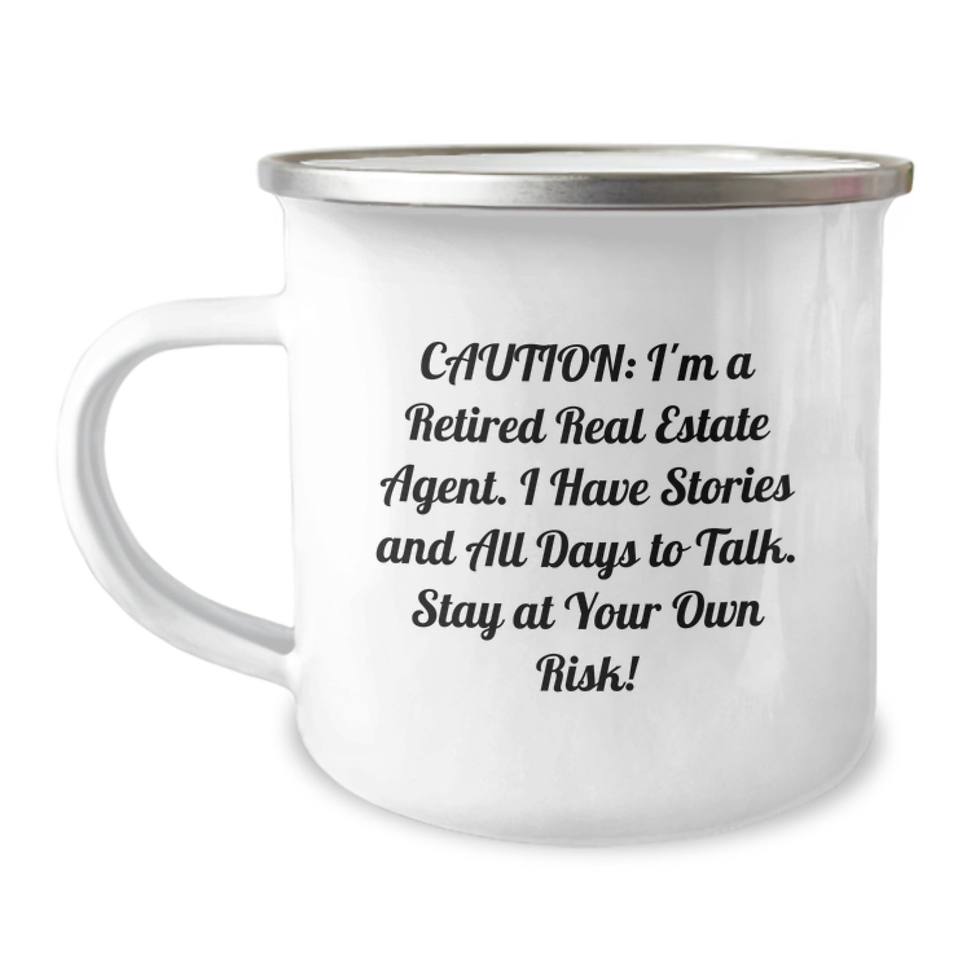 Funny Real Estate Agent Gifts for Men, Women, or Coworkers, Stay At Your Own Risk! Real Estate Agent Camping Mug, Graduation Unique Gifts for Friends - Image 1