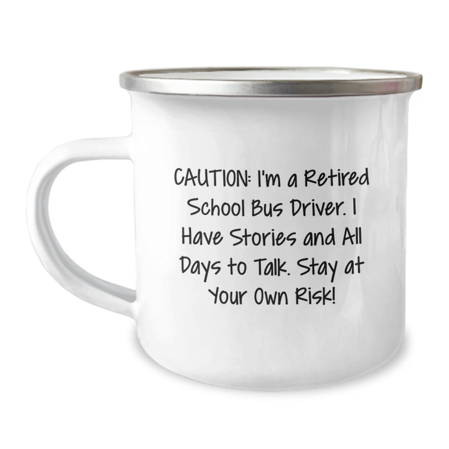Funny School Bus Driver Gifts for Christmas - Camping Mug with 'Caution: I'm A Retired School Bus Driver' Quote - Gifts from Men to School Bus Driver Friends - Image 1