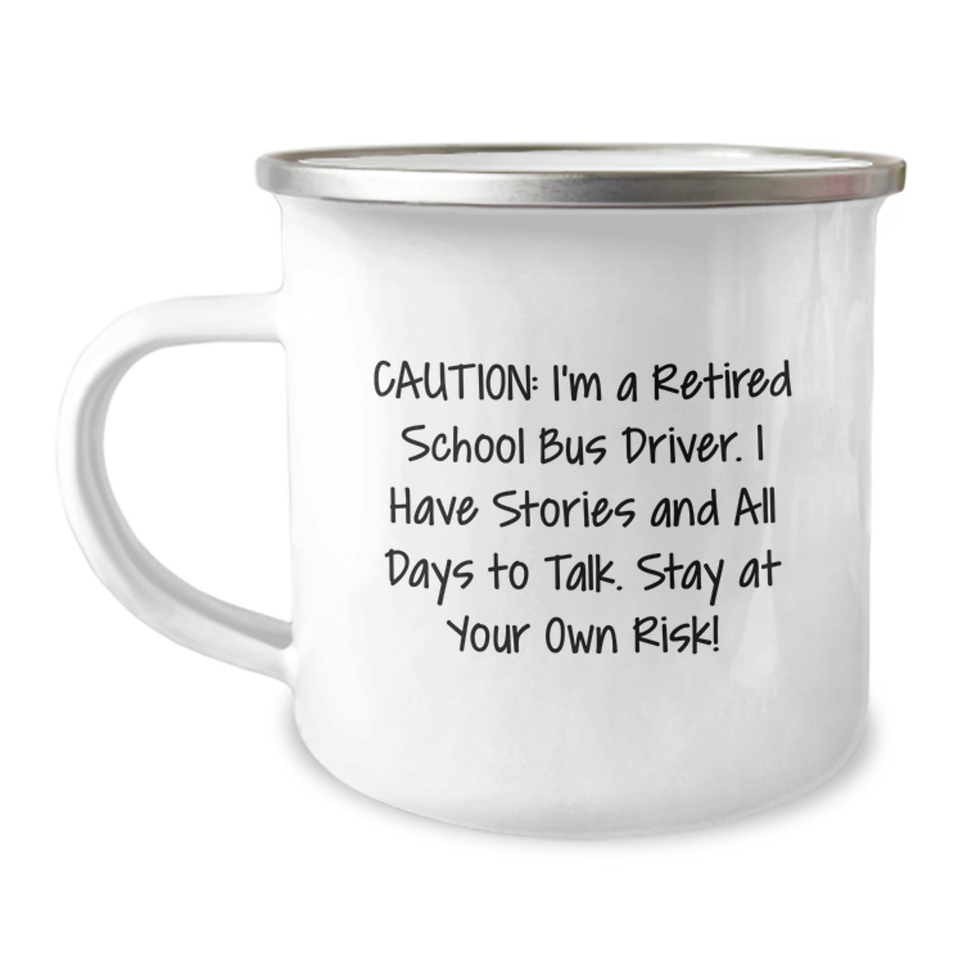 Funny School Bus Driver Gifts for Christmas - Camping Mug with 'Caution: I'm A Retired School Bus Driver' Quote - Gifts from Men to School Bus Driver Friends - Image 1