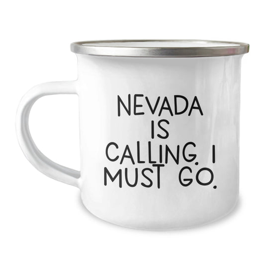 Nevada Camping Mug Gifts for Men from Friends, 'Nevada Is Calling. I Must Go.', Unique Christmas Unique Gifts - Image 1