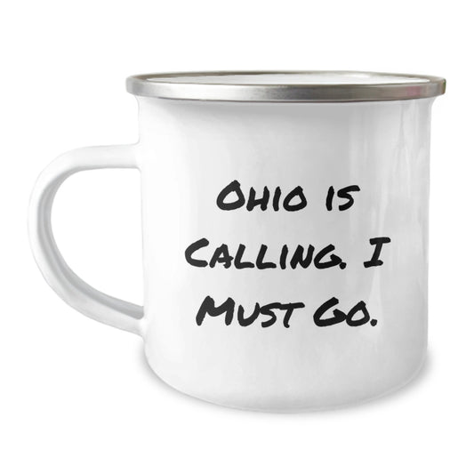 Funny Ohio Gifts for Friends from Ohio Is Calling I Must Go Camping Mug Christmas Unique Gifts - Image 1