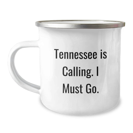 Tennessee Camping Mug, Gifts from Friends, 'Tennessee Is Calling. I Must Go.' Funny Quote, Birthday Unique Gifts for Tennessee Lovers - Image 1