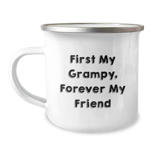 Grampy Camping Mug, Funny Quote 'First My Grampy, Forever My Friend', Gifts for Men from Family, Unique Graduation Mugs - Image 1