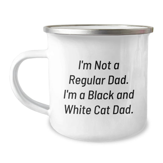 Black and White Cat Dad Gifts, Funny Camping Mug for Graduation, 'I'm Not A Regular Dad. I'm A Black And White Cat Dad.' - Gifts from Family to Friends - Image 1