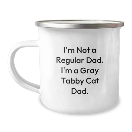 Funny Gray Tabby Cat Dad Gifts, Camping Mug for Men, Unique Christmas Unique Gifts from Dad to Family, I'm Not A Regular Dad Mug - Image 1