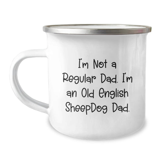 Funny Old English SheepDog Dad Gifts for Men Camping Mug, Birthday Unique Presents from Family - Image 1