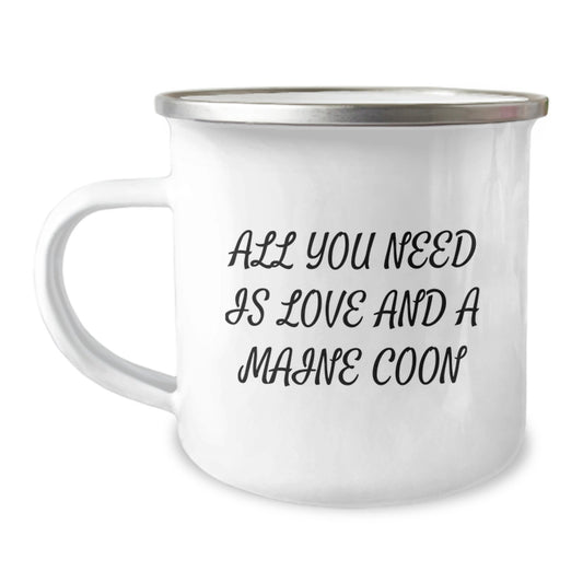 Maine Coon Cat Lovers Gifts from Friends and Family, Unique Christmas Unique Gifts for Cat Enthusiasts, Stainless Steel Camping Mug with Funny Quote - Image 1