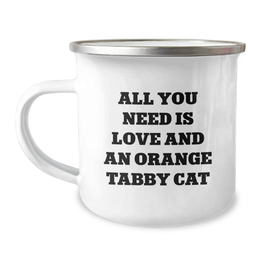 Orange Tabby Cat Love Gifts from Family for Birthday, Funny Camping Mug - Image 1