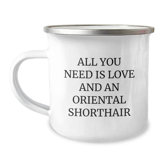 Oriental Shorthair Cat Lover Funny Christmas Unique Gifts from Friends to Family - All You Need Is Love And An Oriental Shorthair Camping Mug - Image 1