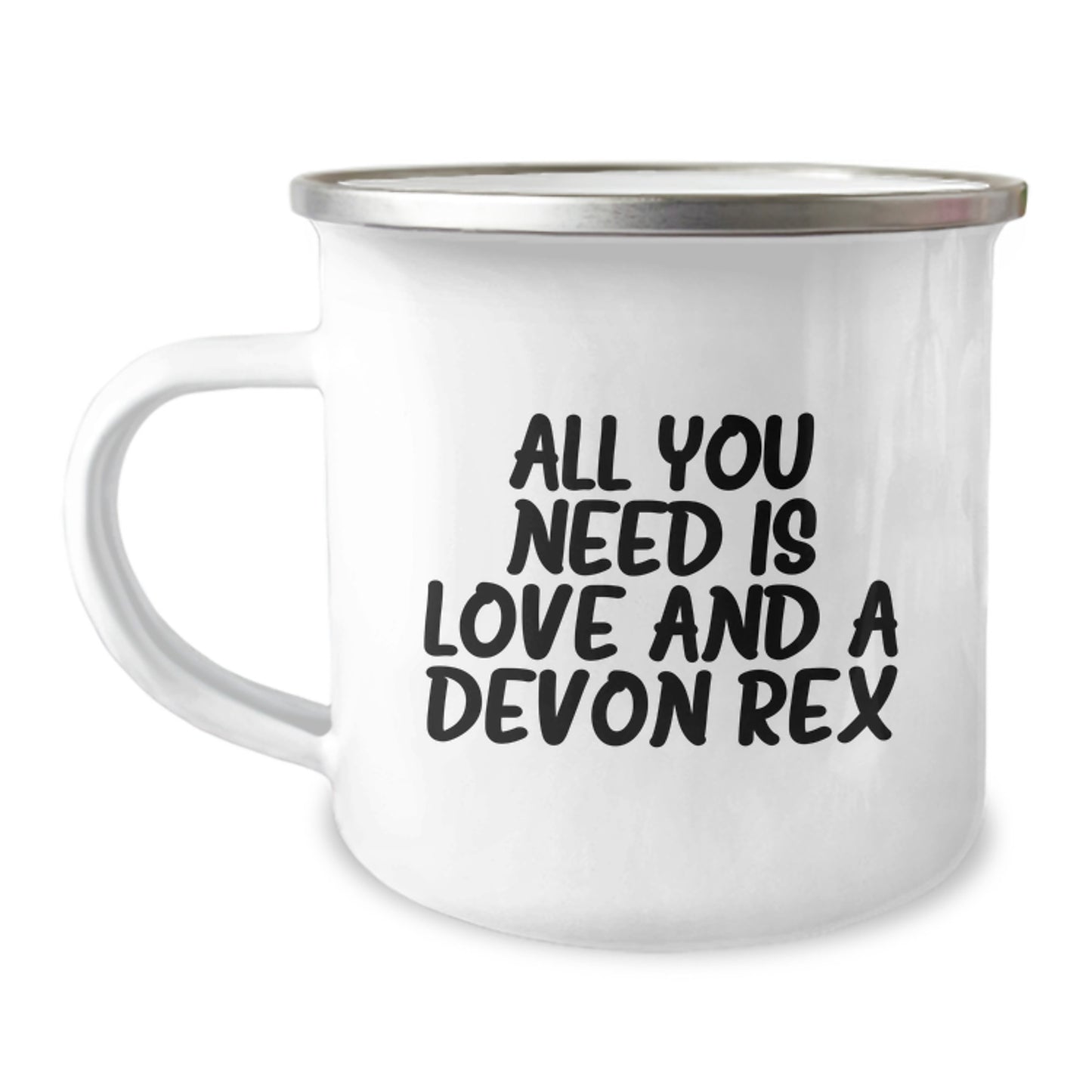 Devon Rex Cat Lovers' Camping Mug - Funny Quote for Friends and Family Unique Gifts, Gifts from Friends for Devon Rex Cat Owners, 12 oz Stainless Steel with Enamel Finish - Image 1