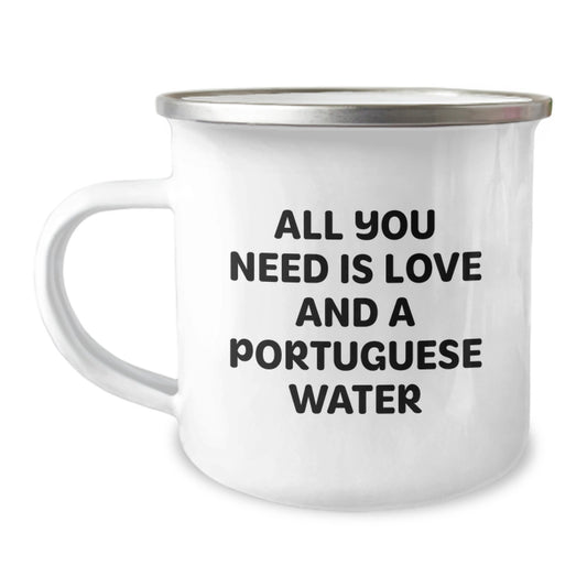 Portuguese Water Dog Lovers Funny Camping Mug Gifts from Friends and Family for Birthday - Image 1