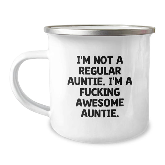 Funny Christmas Unique Gifts for Auntie Camping Mug, Gifts from Family to Awesome Auntie, I'm Not A Regular Auntie. I'm A F--king Awesome Auntie. Mugs for Auntie - Image 1