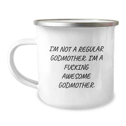 Funny Godmother Gifts for Her, Christmas Unique Presents from Family, Friends, or Men, Camping Mug for Women, 'I'm A F--king Awesome Godmother' Quote - Image 1