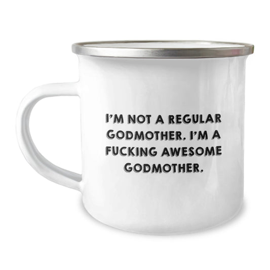 Funny Godmother Gifts from Men to Godmother, Unique Christmas Unique Gifts for Camping Mug Lovers, I'm A F--king Awesome Godmother Mug - Image 1