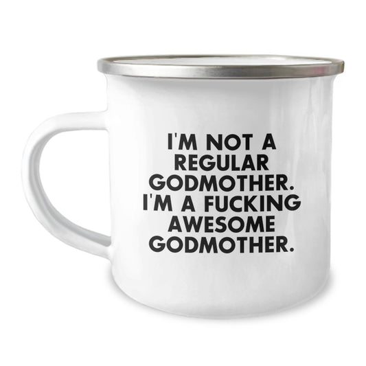 Funny Godmother Gifts from Family - I'm A F--king Awesome Godmother Christmas Unique Mugs for Godmother Camping Lover - Image 1