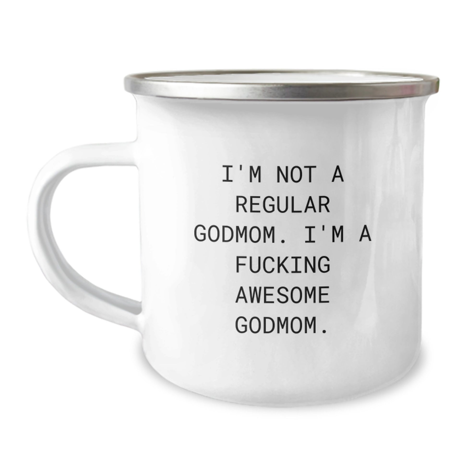 Funny Godmom Gifts for Christmas, Camping Mug for Awesome Godmom, 'I'm Not A Regular Godmom' Quote, Gifts from Friends to Godmom - Image 1